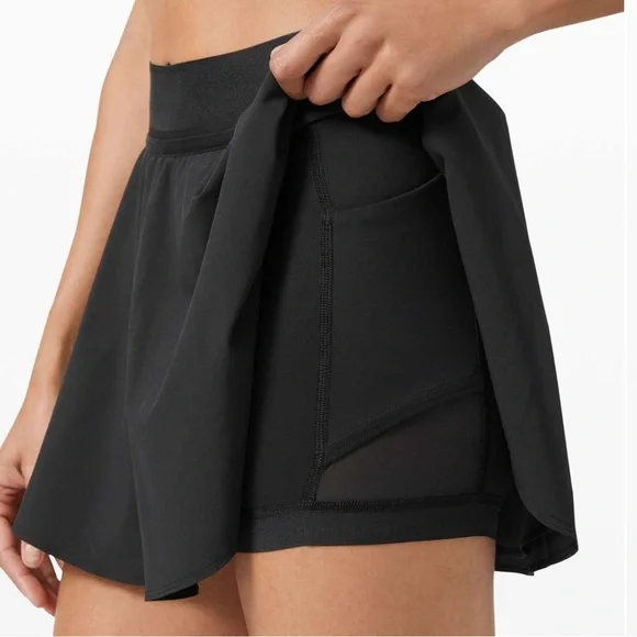 Lululemon Court Rival High Rise Tennis Skirt Lightweight Black Long Size 6 - Picture 3 of 16